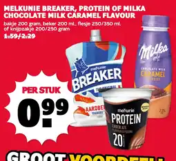 De Boerenschuur melkunie breaker, protein of milka chocolate milk caramel flavour aanbieding