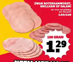De Boerenschuur Zwan boterhamworst, grillham of salami aanbieding