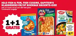 De Boerenschuur Iglo fish & fun, fish cuisine, kapitein's klassiekers en/of roerbak groente-idee aanbieding