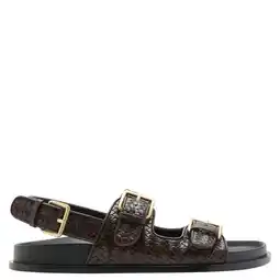 Wehkamp Mango imitatieleren sandalen - donkerbruin aanbieding