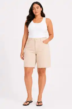 Wehkamp NOISY MAY Curve denim regularwaist jort ecru aanbieding