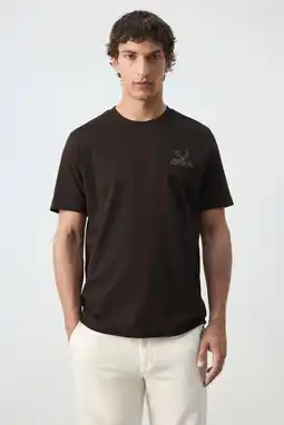 Wehkamp Mango Man regular fit T-shirt met backprint - bruin aanbieding