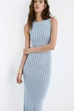 Wehkamp Mango viscose midi jurk - lichtblauw aanbieding