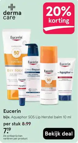 Etos Eucerin bijv. Aquaphor SOS Lip Herstel balm 10 ml aanbieding