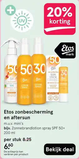 Etos Etos zonbescherming en aftersun aanbieding