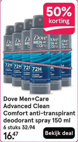 Etos Dove Men+Care Advanced Clean Comfort anti-transpirant deodorant spray aanbieding