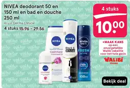 Etos NIVEA deodorant 50 en 150 ml en bad en douche 250 ml aanbieding
