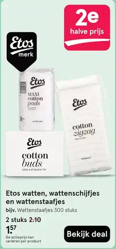 Etos Etos watten, wattenschijfjes en wattenstaafjes aanbieding