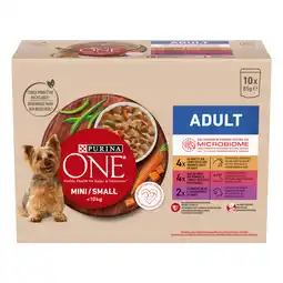 Zooplus 10 x 85 g Purina ONE Mini Adult Kip, Rund & Lam nat hondenvoer aanbieding