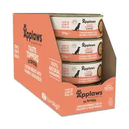 Zooplus Voordeelpakket: 48x 156g Applaws Taste Toppers Natural in bouillon Kip met zalm nat hondenvoer aanbieding