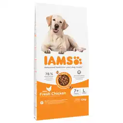 Zooplus 2 kg gratis! 12 kg IAMS Advanced Nutrition Senior Large Dog met Kip aanbieding