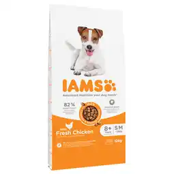 Zooplus 2 kg gratis! 12 kg IAMS Advanced Nutrition Senior Small & Medium Dog met Kip aanbieding