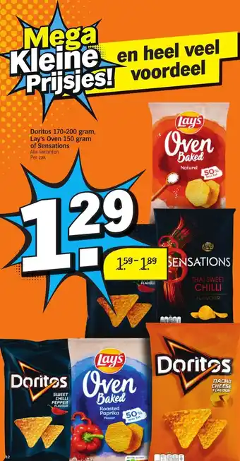 Albert Heijn Doritos 170-200 gram Lay's Oven 150 gram of Sensations alle varianten per zak aanbieding