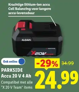 Lidl Parkside Accu 20 V 4 Ah aanbieding