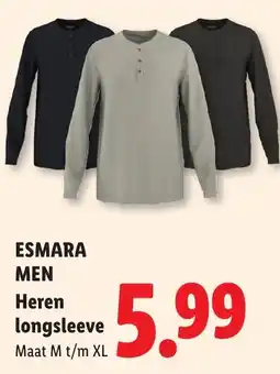 Lidl Esmara heren longsleeve aanbieding
