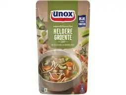 Hoogvliet Unox Soep in zak speciaal heldere groentesoep aanbieding