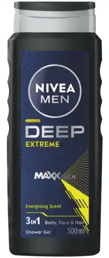De Online Drogist Nivea Men Deep Extreme 3-In-1 Shower Gel 500ML aanbieding