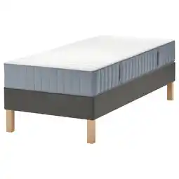 IKEA LyngÖr Lattenmatrasbodem met poten, Valevåg middelhard/lichtblauw donkergrijs, 90x200 cm aanbieding