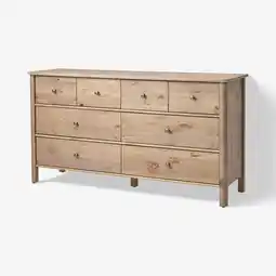 IKEA Lichtgekleurd houten dressoir met zes lades en metalen knoppen aanbieding