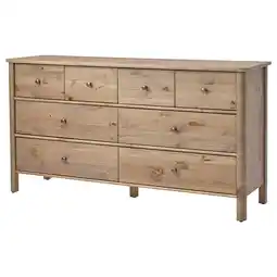 IKEA Lichtgekleurd houten dressoir met zes lades en metalen knoppen aanbieding