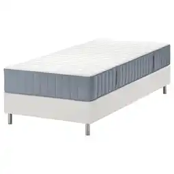 IKEA LyngÖr Boxspring, Valevåg middelhard/lichtblauw wit, 90x200 cm aanbieding
