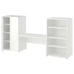IKEA Lastare Opbergcombinatie, wit/met bank, 210x42x101 cm aanbieding