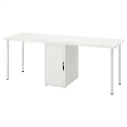 IKEA Lagkapten wit bureau, rechthoekig, eenvoudig ontwerp, metalen poten, opbergkast aanbieding