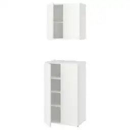 IKEA Witte lastare opbergset: 1 hoge kast & 1 wandmeubel met deuren, strak ontwerp aanbieding