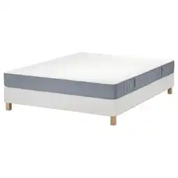 IKEA LyngÖr Lattenmatrasbodem met poten, Vesteröy middelhard/lichtblauw wit, 140x200 cm aanbieding