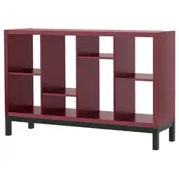 IKEA Kallax Stellingkast met onderframe, bruinrood/zwart, 147x39x94 cm aanbieding