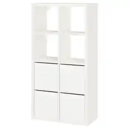 IKEA Een witte ikea kallax kast met kubusvormige opbergvakken en lades in een minimalistisch design aanbieding