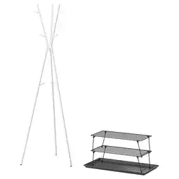 IKEA Witte grejig kapstok, zwarte draad schoenenrek met 2 lagen aanbieding