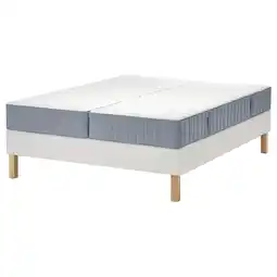 IKEA LyngÖr Boxspring, Valevåg stevig/middelhard/lichtblauw wit, 160x200 cm aanbieding