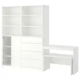 IKEA Lastare Opbergcombinatie, wit/tafel, 260x42x201 cm aanbieding