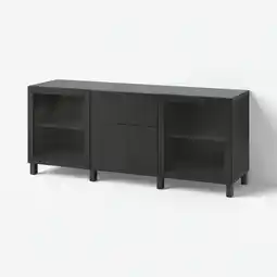 IKEA Een zwart ikea bestÅ dressoir met glazen deuren, met strakke lijnen en een modern design aanbieding
