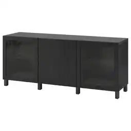 IKEA Een zwart ikea bestÅ dressoir met glazen deuren, met strakke lijnen en een modern design aanbieding