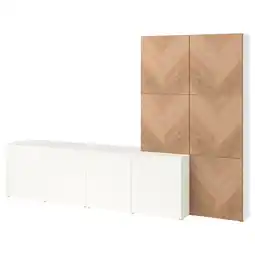 IKEA BestÅ Opberger met deuren, wit lappviken/hedeviken eiken, 300x42x193 cm aanbieding