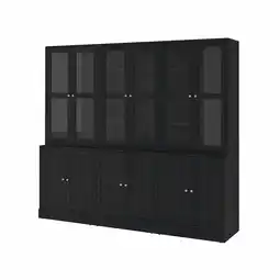 IKEA Zwarte havsta meubelset: donker hout, glazen deuren, kasten aanbieding