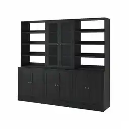 IKEA Zwart havsta opbergmeubel met glazen deuren, grenenhout, rechthoekige vorm, klassiek design aanbieding