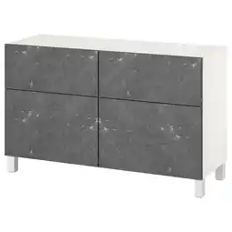 IKEA BestÅ dressoir in wit en grijs marmer. Vier deuren met verstelbare legplanken aanbieding