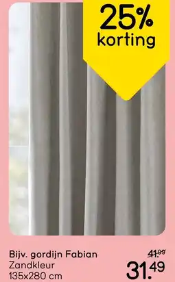 Leen Bakker Gordijn fabian zandkleur aanbieding