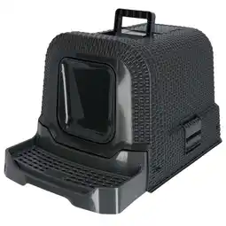 Pets Place Adori Kattentoilet Rattan - Bak - 69x42x41 cm Antraciet aanbieding
