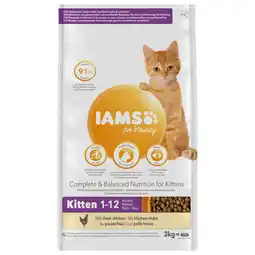 Pets Place Iams Kitten & Junior - Kattenbrokken - Kip 3 kg aanbieding