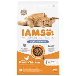 Pets Place Iams Cat Adult Sterilised - Kattenbrokken - Kip 3 kg aanbieding