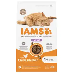 Pets Place Iams Cat Adult Hairball - Kattenbrokken - Kip 3 kg aanbieding