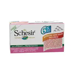 Pets Place Schesir Kat Mp Blik Gelei - Natvoer - 6x50 g Kipfilet&Ham aanbieding
