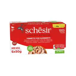 Pets Place Schesir Kat Mp Blik Gelei - Natvoer - 6x50 g Tonijn&Garnaal aanbieding
