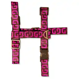 Pets Place Dogguo Dg Harness - Harnas - Bruin&Pink 20-34/23-38x1,5 cm aanbieding