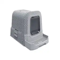 Pets Place Adori Kattentoilet Rattan - Bak - 69x42x41 cm Grijs aanbieding