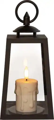 Intratuin Anna's Collection LED kaars in lantaarn zwart 10 x 10 x 20,5 cm aanbieding